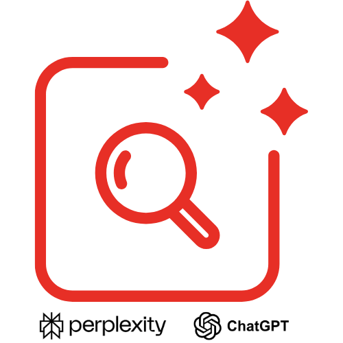 Lupa z efektami błysku AI Search
